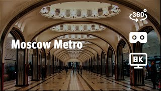 Moscow Metro, Russia. Underground palaces of Moscow (VR video 360 8K)