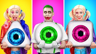 Joker vs. Harley Quinn Verrückte Essensschlacht || Geometrisch Essen-Challenge von WooHaHa!