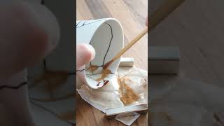 Repairing broken ceramics by kintsugi