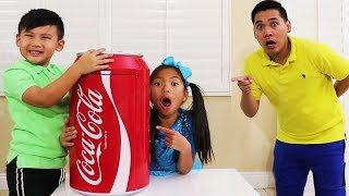 Wendy & Liam Pretend Play w/ Giant Coke Toy to Johny Johny Kids Learning Song