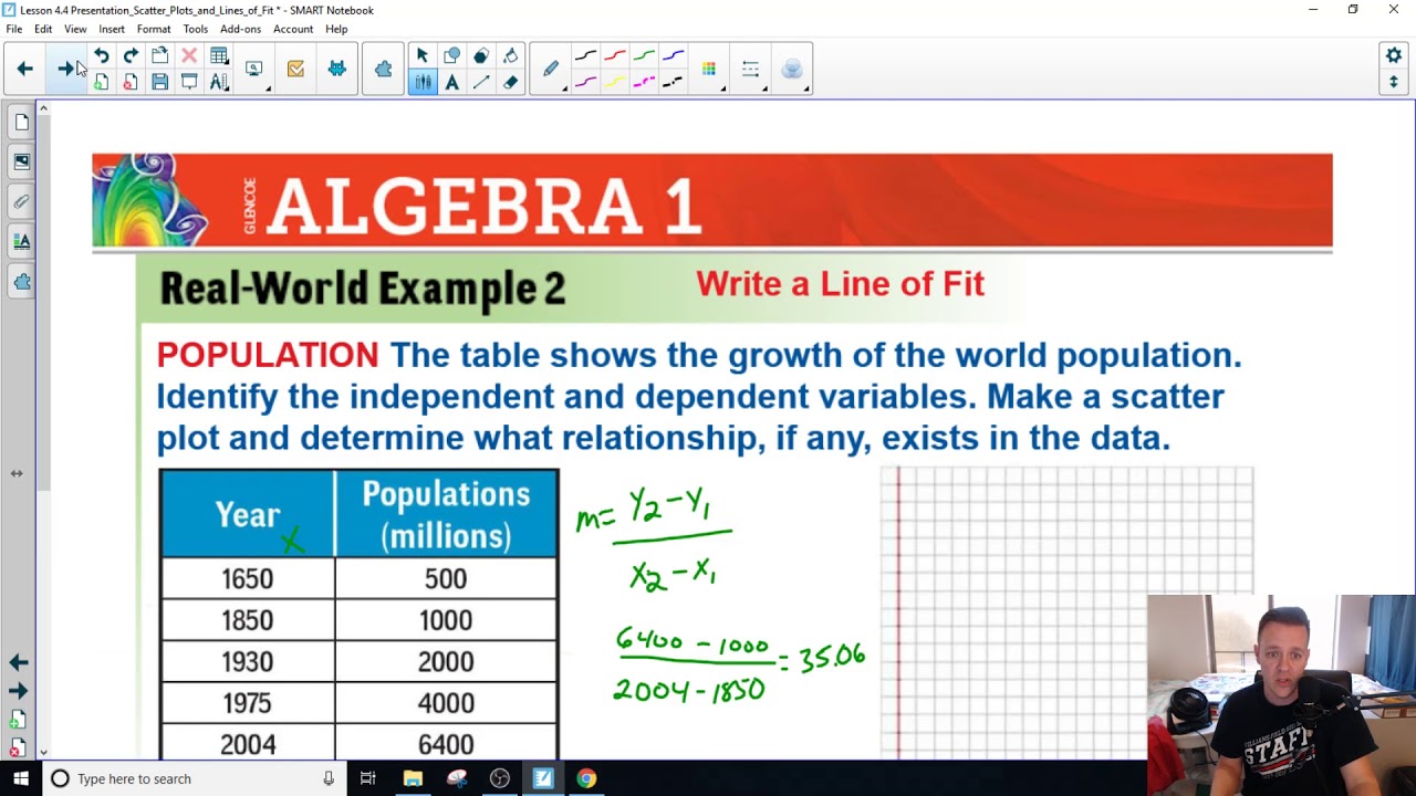 Lesson 4.4 Scatter Plots And Lines Of Fit - YouTube