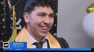 Irving High School graduate gets surprise celebration after suffering life-threatening allergic reac