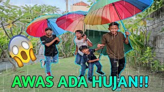 TANTANGAN AWAS ADA HUJAN / CARA MELINDUNGI DIRI DARI HUJAN! | Mikael TubeHD