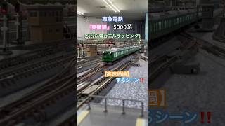 [高速通過‼︎] 東急東横線5000系(5122F 青カエルラッピング) が駅通過線を高速通過するシーン‼︎ [Nゲージ] #東横線 #東急線 #東急5000系 #グリーンマックス #nゲージ