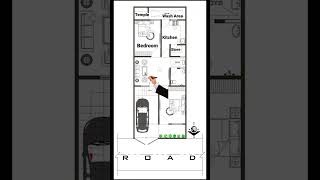 20x50 west facing house plan | 20x50 west face home design #houseconstruction #construction #shorts