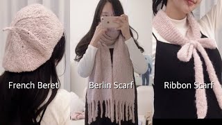 뜨개로그 ep.5 | 콘사 하나로 완성하는 베를린 스카프와 친구들 | Berlin Scarf \u0026 French Beret \u0026 Ribbon Scarf