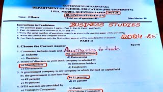 1st PUC BUSINESS STUDIES 🔥 model question paper 🔥 with ANSWERS 🔥 2024-25