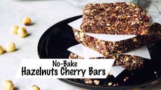 NO BAKE HAZELNUT-CHERRY ENERGY BARS | VEGAN DESSERT