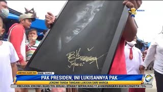 Saat Presiden Tanda Tangani Langsung Lukisan Wajah Karya Warga Dairi
