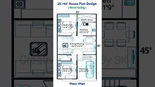 25'×45' West Facing Plan (1125 sqft) #home #housedesign #house #shorts