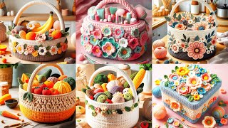 Latest Demanding Crochet Fruit/Vegetables and Decorative Flower Baskets design ideas2025