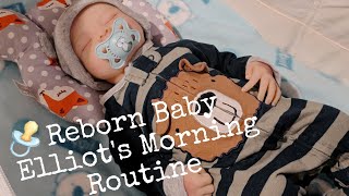 Reborn Baby Doll Elliot's Aesthetic Morning Routine * FAKE Baby Doll* 🩷🫧🦀🐚🌊