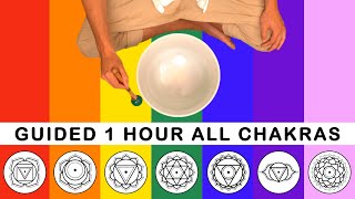 1 Hour Seven Chakra Activation Guided Meditation | Quartz Crystal Singing Bowl Frequencies