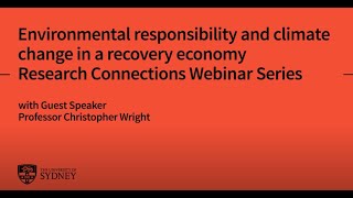 Research Connections webinar: Environmental responsibility and climate change in a recovery economy