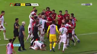 شجار قوي وضرب بالايدي بين منتخب مصر والمغرب ربع نهائي كأس الامم الافريقية 30-1-2022