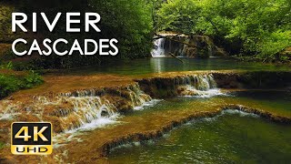 4K River Cascades - Relaxing Waterfall Sounds & Ultra HD Nature Video - Water Flow - White Noise