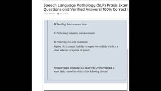 Speech Language Pathology SLP Praxis Exam V2