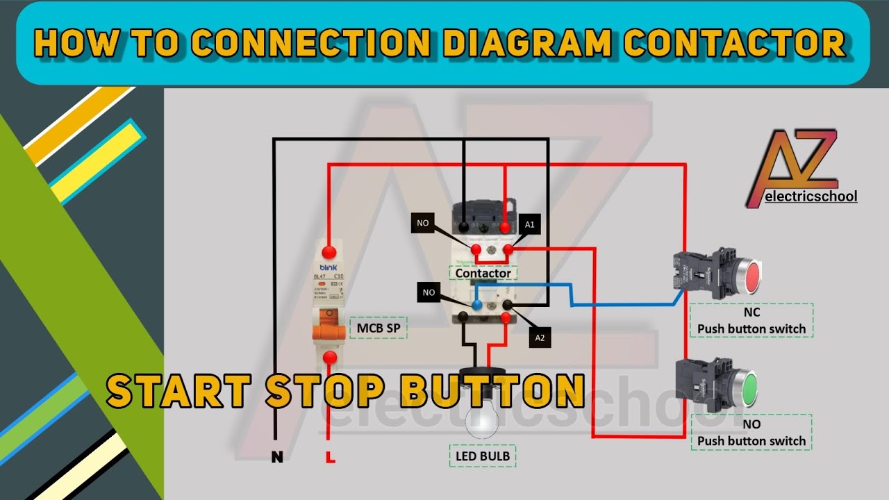 Contactor Self Holding With Push Button Start Stop Button On Off Button