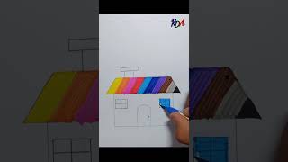 House drawing with colour ||kids drawing art #shorts #house