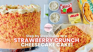 The Best Strawberry Crunch Topping Recipe | Making the Perfect Strawberry Crunch Cheesecake Cake!