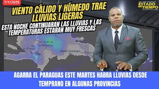 7 ENERO. AUMENTO DE TEMPERATURA Y LLUVIAS LIGERAS POR VIENTO DEL SURESTE SOBRE EL CARIBE.