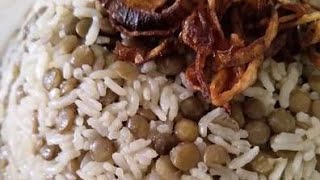 How to make Mujaddara : Palestinian lentils and rice.vegan recipe
