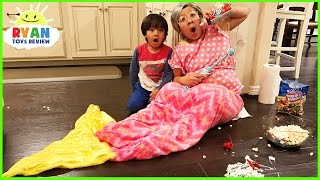 CLUMSY GRANDMA magic wand transform into a real mermaid magical spell pretend play funny kids video