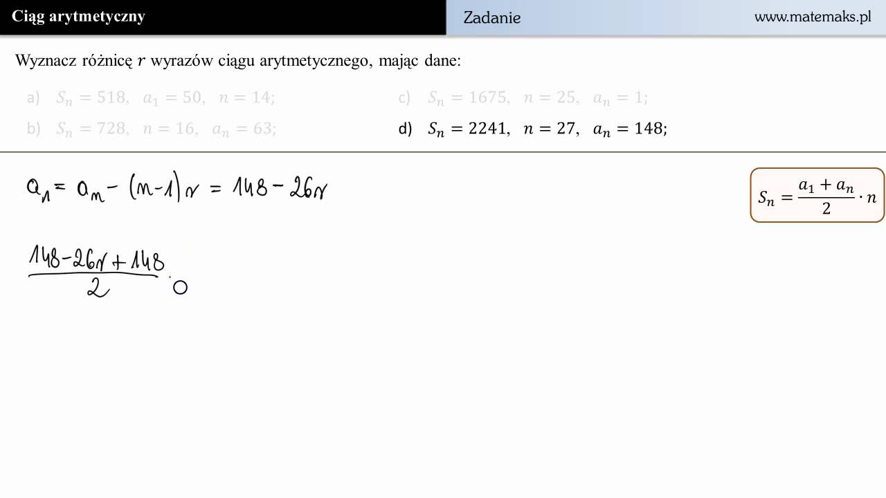 Ciąg Arytmetyczny - Zadanie 13d - YouTube