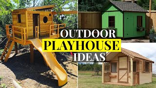Kids Outdoor Wooden Playhouse ideas.  Backyard DIY