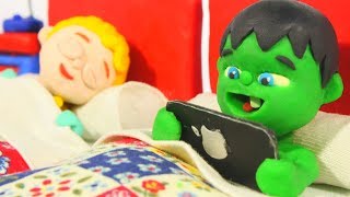 BABY HULK CAN'T FALL ASLEEP ❤ Spiderman, Hulk & Frozen Elsa Play Doh Cartoons For Kids