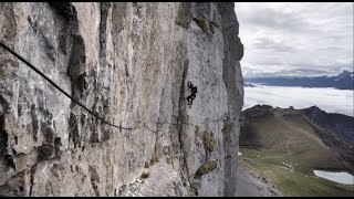 Via ferrata in Leysin on Tour d'Aï, Switzerland