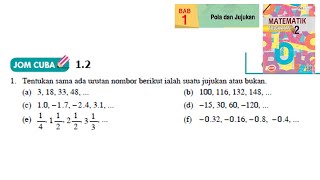Kssm Matematik Tingkatan 2 Bab 1 Pola Dan Jujukan Jom Cuba 1 1 No1 No2