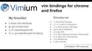 Vimium: web browsing with vim bindings