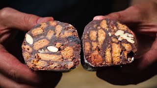 Dessert in 5 minutes that is cheap but looks expensive. Chocolate salami | ASMR | Andrew Bunstein