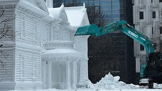 【閉幕式】さっぽろ雪まつり閉幕に伴い自衛隊が閉幕式を実質。大雪像豊平館は重機でぶっ壊す‼︎