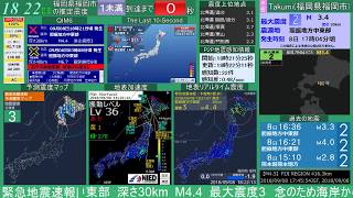 【地震情報】2018年9月8日　18時21分ごろ　北海道胆振地方中東部で震度4の地震が発生