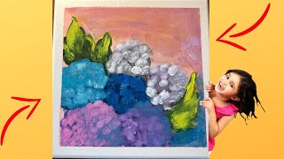 Daily Challenge # 80 / Hydrangea Acrylic Painting Technique For Beginners