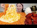 ASMR 오랜만에 콘치즈 불닭볶음면 훈제치킨 통피클 리얼먹방 :) Corn cheese spicy ramen , smoked chicken MUKBANG