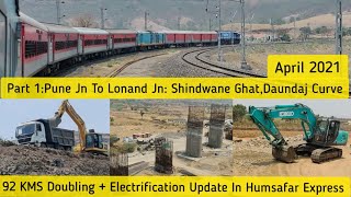 Part 1:Pune To Lonand Jn:Doubling + Electrification Update :Pune - Miraj Section:In Humsafar Express