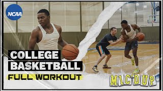 FULL INTENSE COLLEGE BASKETBALL WORKOUT WITH A FORMER D1 COACH?!? (MIC'D UP)
