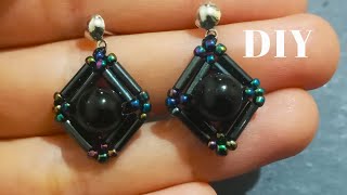 Bugle beads earrings tutorial/Pearls and bugle beads small stud earrings