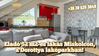 Eladó 52 m2-es amerikai konyhás lakás, teljes berendezéssel együtt Miskolcon a Dorottya lakóparkban!