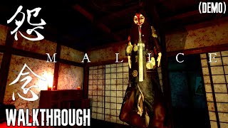 MALICE 怨念 - Escape From a Creepy Japanese Mansion | Walkthrough No Commentary (Demo)