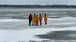 Video: firefighters make a water rescue over Ice in Union Springs