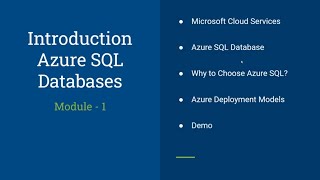 Introduction to Azure SQL Database - Module 1 | 🔥 Free Azure SQL DBA Training 🔥