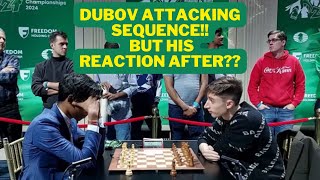 Incredible Attacking Sequence by Dubov, but his reaction after? | World Blitz Championship 2024