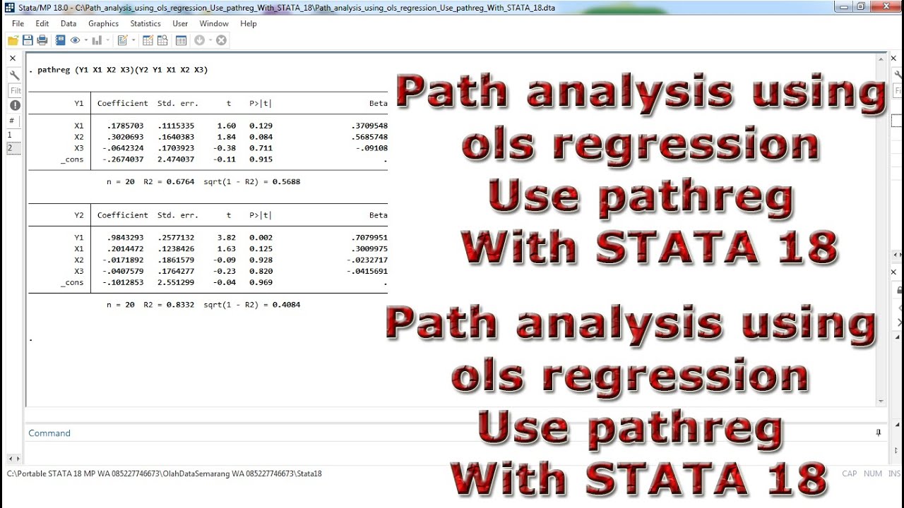 Path Analysis Using Ols Regression Use Pathreg With Stata 18 Youtube