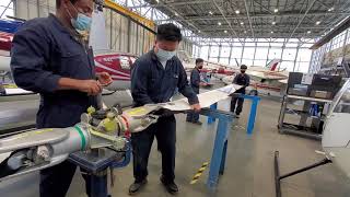 Bell 206 main rotor blade installation.
