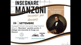 Insegnare Manzoni - incontro per docenti. Giuseppe Polimeni, Barattare qualche parola 26 / 09 / 2023