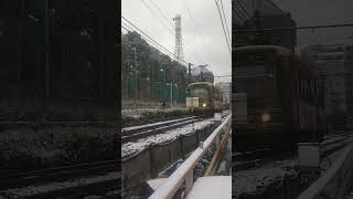 雪の日の都電 巣鴨新田